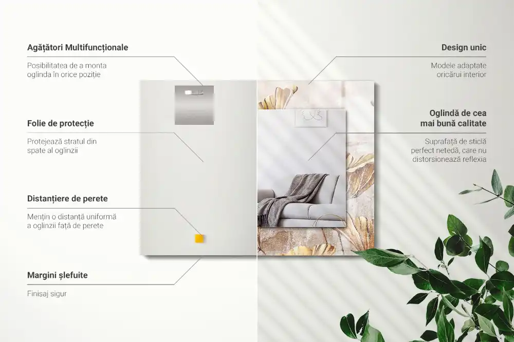 Rektangulär spegel med tryck Vintage blommor