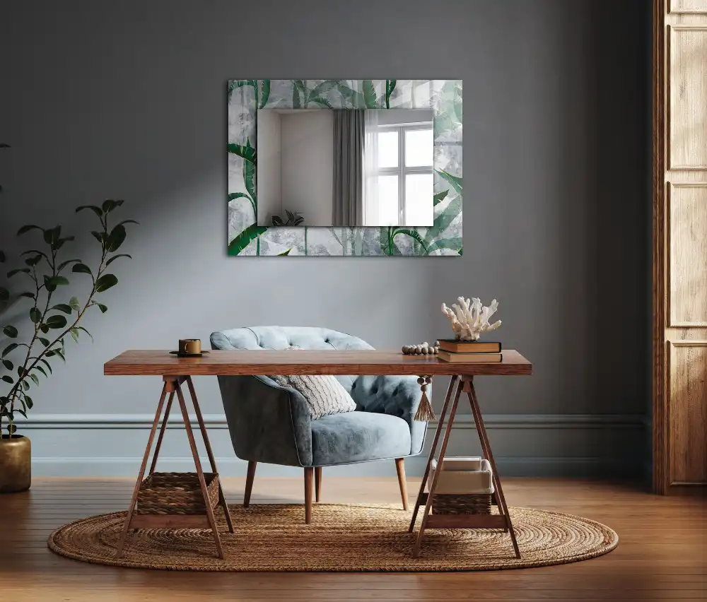 Dekorativ spegel med tryck Växtens gröna blad