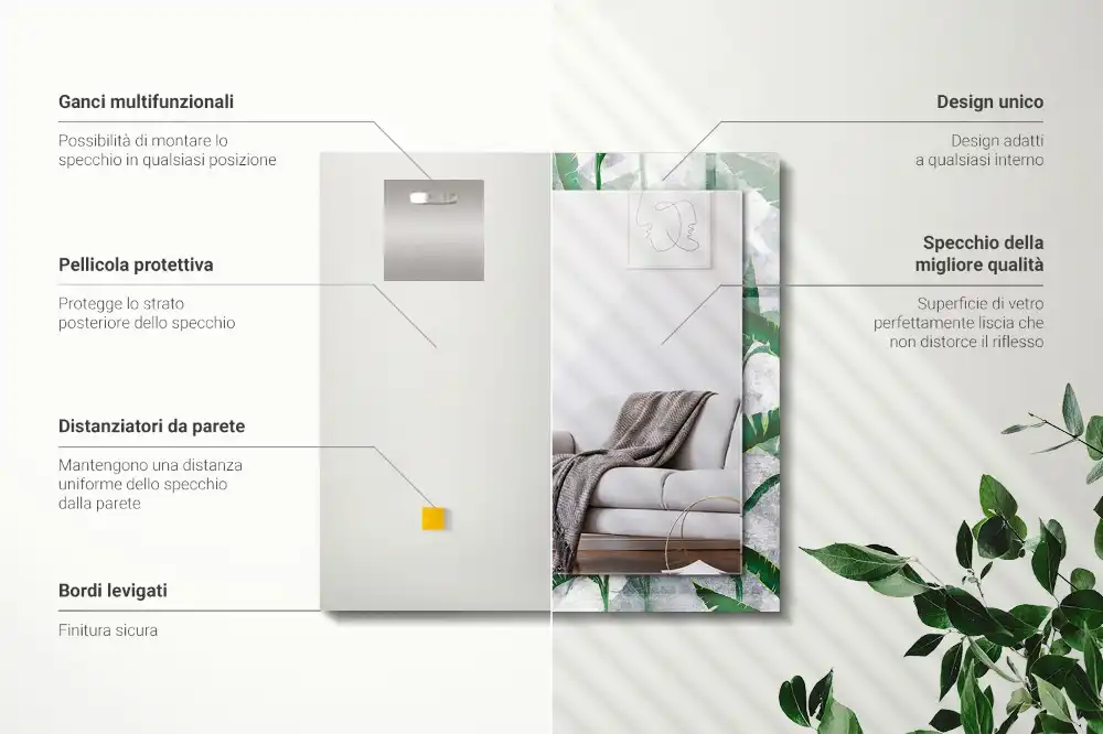 Dekorativ spegel med tryck Växtens gröna blad