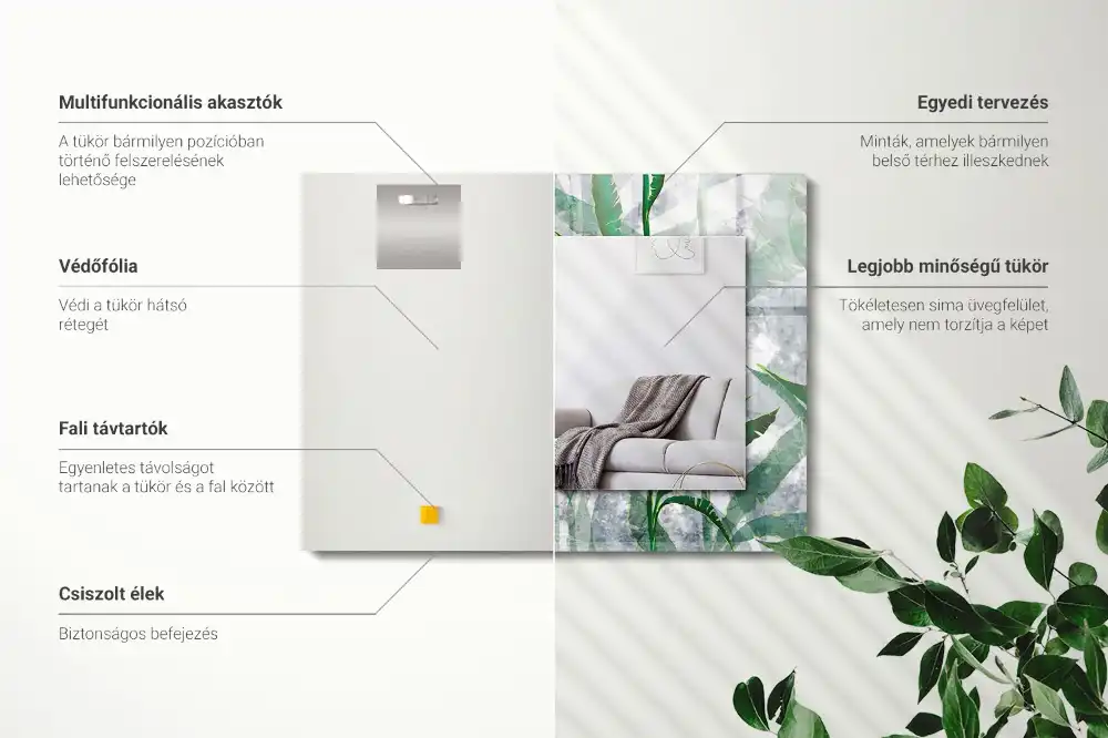 Dekorativ spegel med tryck Växtens gröna blad