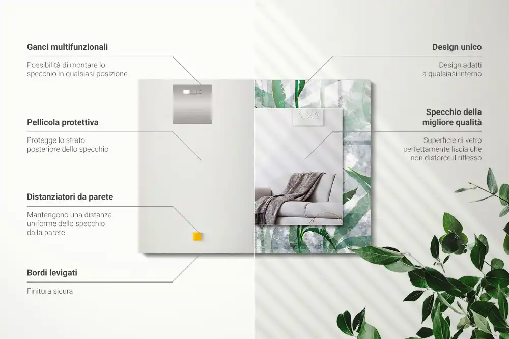 Dekorativ spegel med tryck Växtens gröna blad