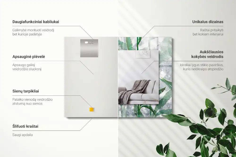 Dekorativ spegel med tryck Växtens gröna blad