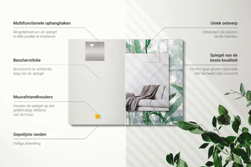 Dekorativ spegel med tryck Växtens gröna blad