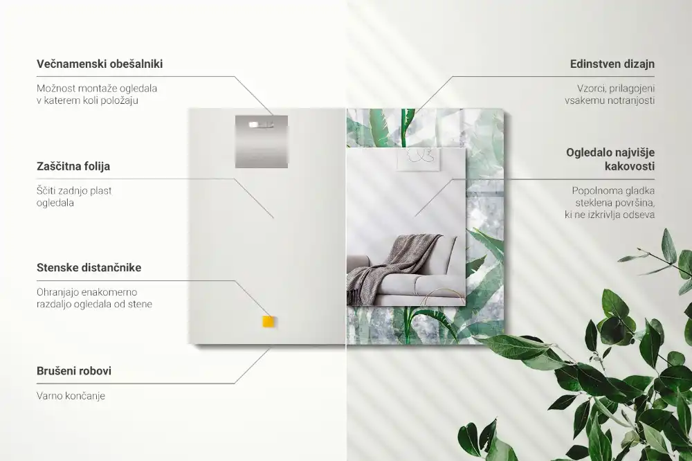 Dekorativ spegel med tryck Växtens gröna blad