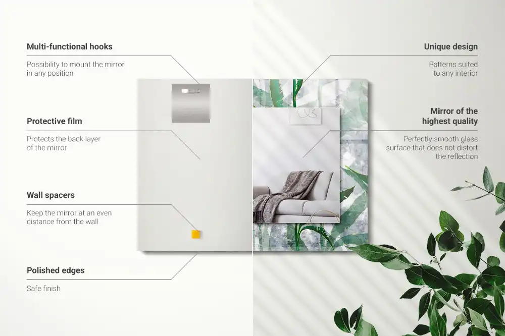 Dekorativ spegel med tryck Växtens gröna blad