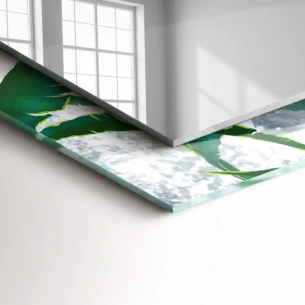 Dekorativ spegel med tryck Växtens gröna blad