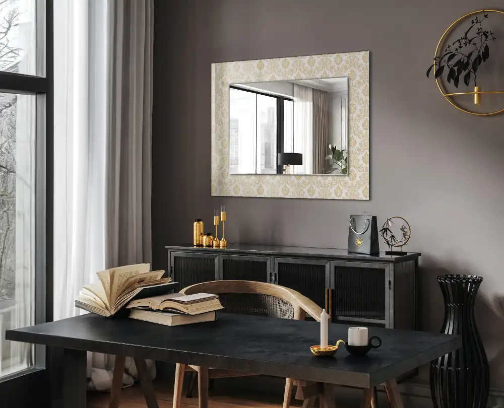 Dekorativ spegel med tryck Gula ornament