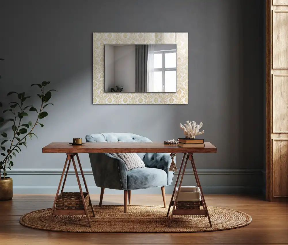 Dekorativ spegel med tryck Gula ornament
