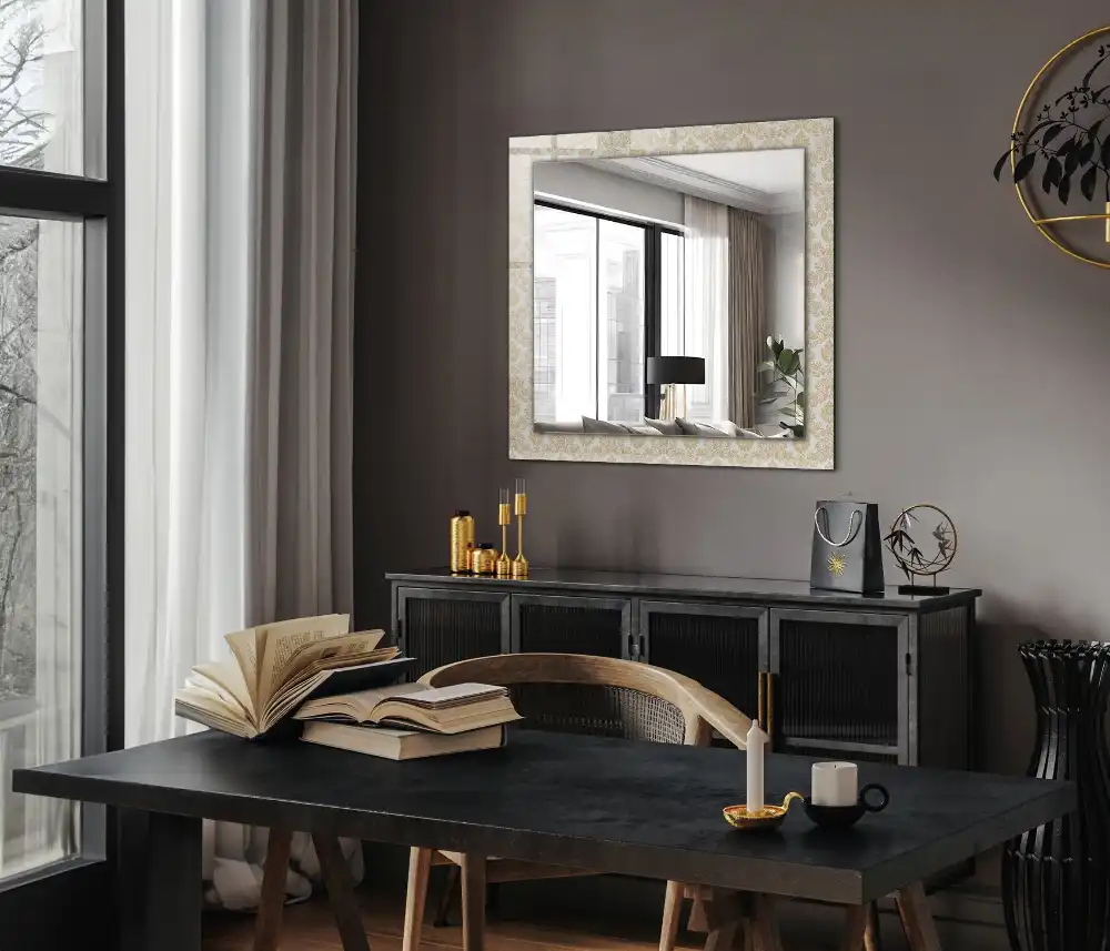 Dekorativ spegel med tryck Gula ornament