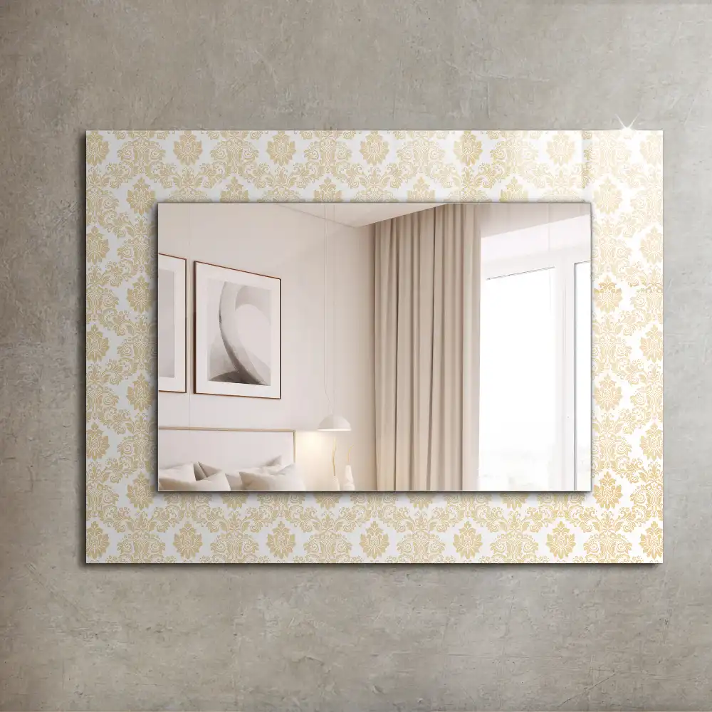 Dekorativ spegel med tryck Gula ornament