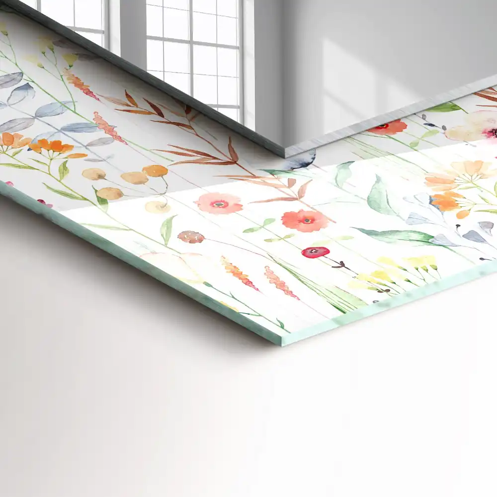 Rektangulär spegel med tryck Blommigt akvarellmönster