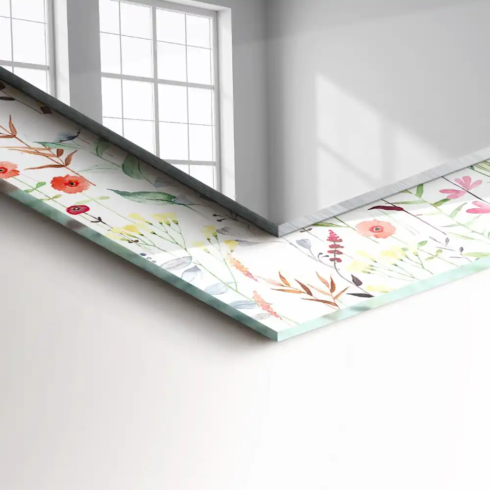 Rektangulär spegel med tryck Blommigt akvarellmönster