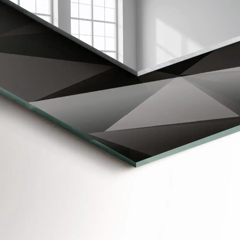 Dekorativ spegel med tryck Svarta geometriska former