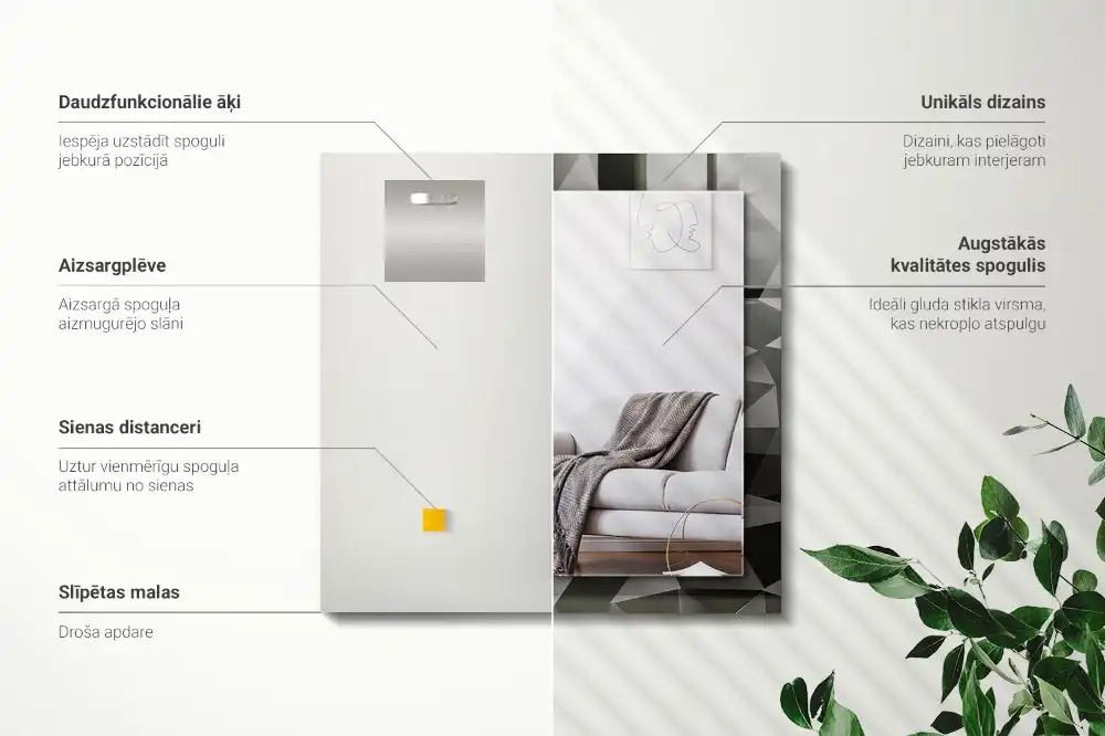 Dekorativ spegel med tryck Svarta geometriska former