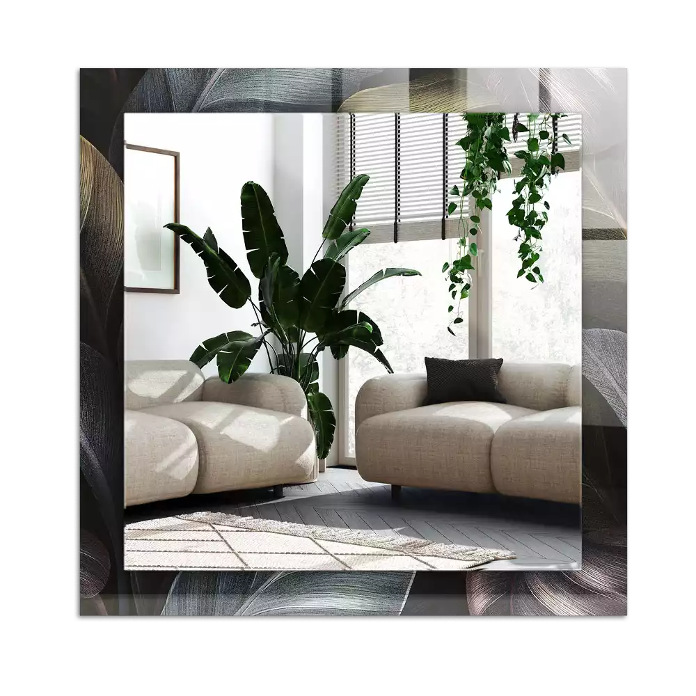 Rektangulär spegel med tryck Färgglada växtblad