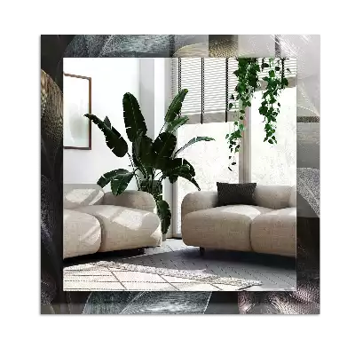 Rektangulär spegel med tryck Färgglada växtblad