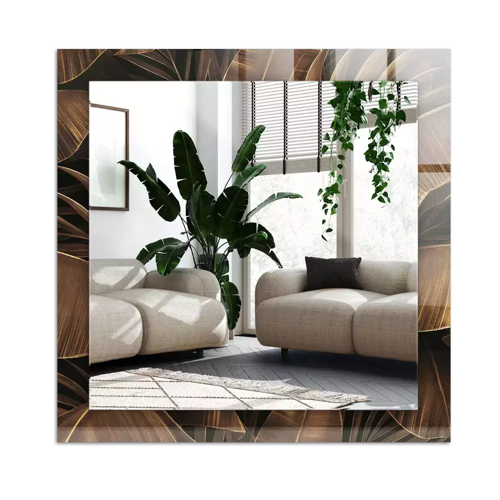 Dekorativ spegel med tryck tropiska löv