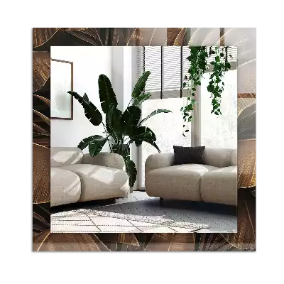 Dekorativ spegel med tryck tropiska löv