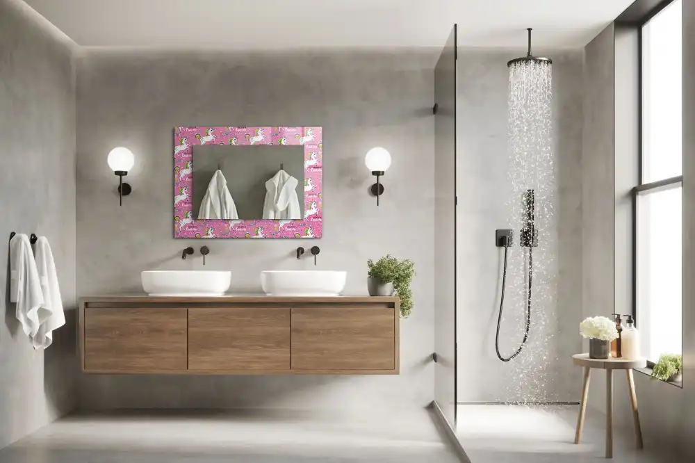 Rektangulär spegel med tryck Unicorn Rainbow Hearts