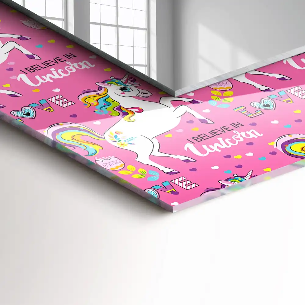 Rektangulär spegel med tryck Unicorn Rainbow Hearts