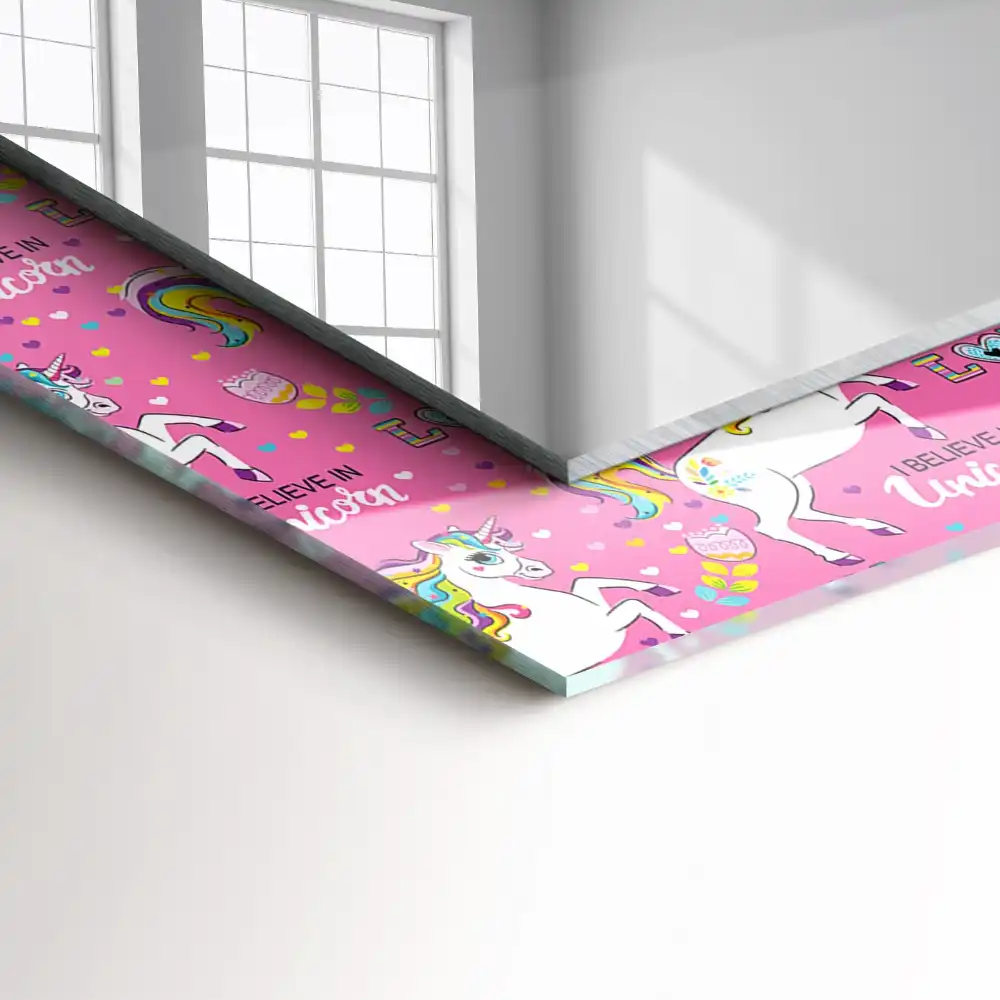 Rektangulär spegel med tryck Unicorn Rainbow Hearts