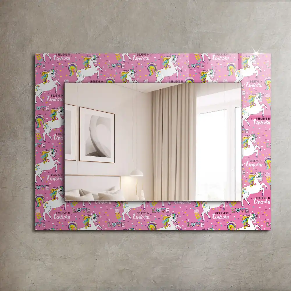 Rektangulär spegel med tryck Unicorn Rainbow Hearts