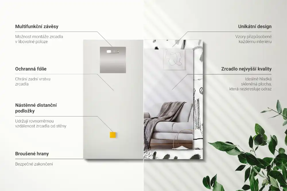Rektangulär spegel med tryck Abstrakta moderna mönster