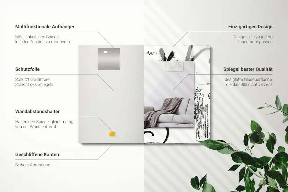 Rektangulär spegel med tryck Abstrakta moderna mönster