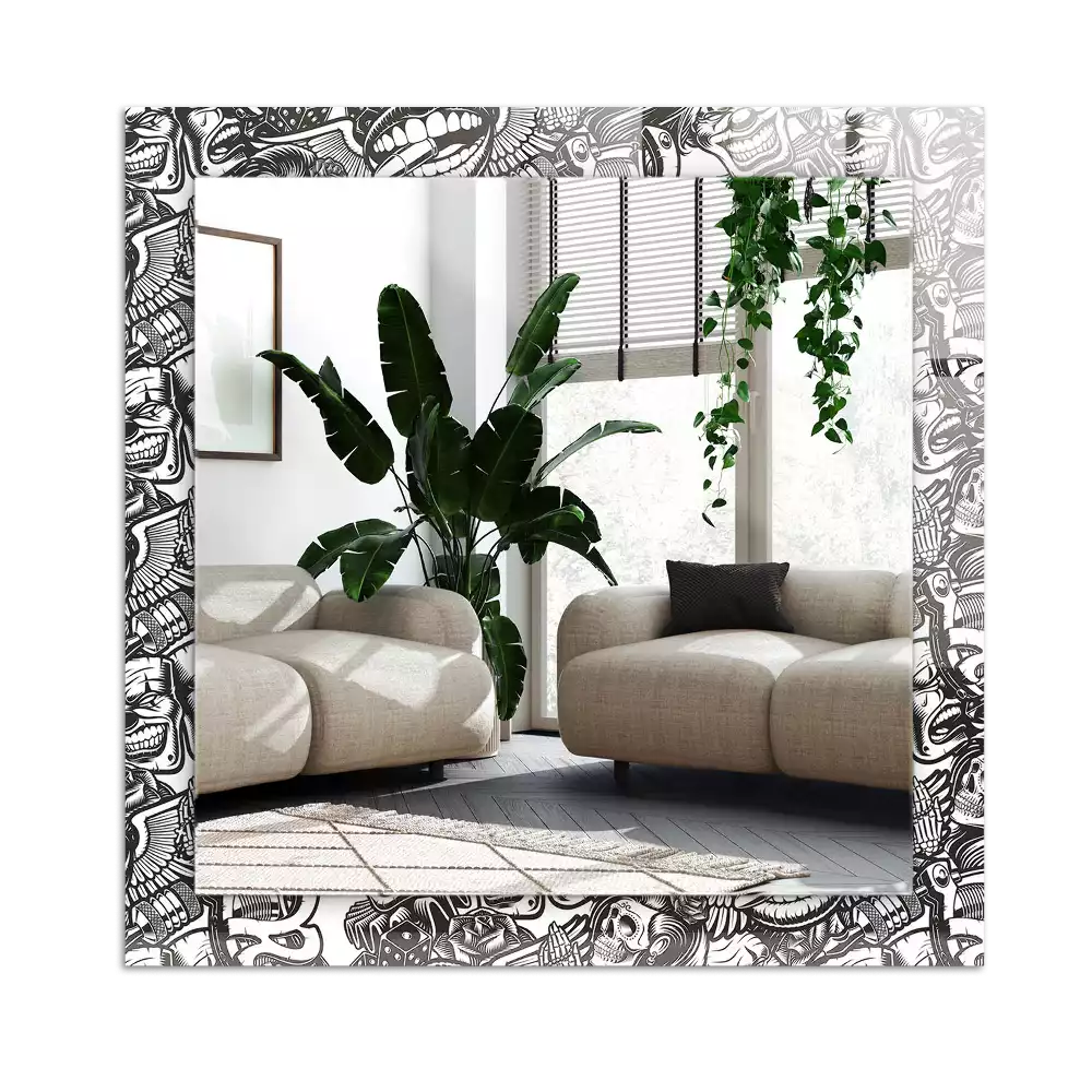 Dekorativ spegel med tryck Svarta och vita mönster