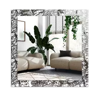 Dekorativ spegel med tryck Svarta och vita mönster