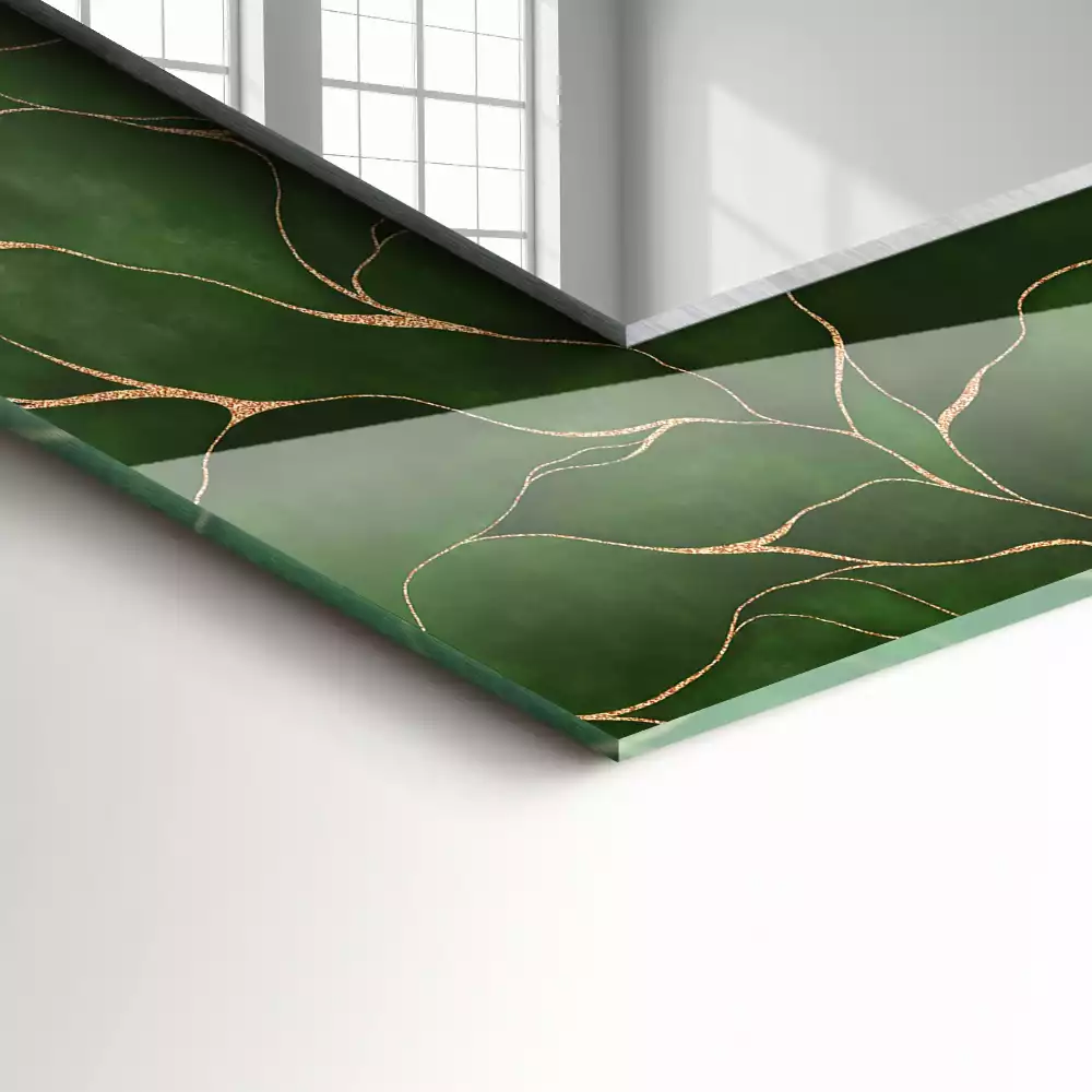 Rektangulär spegel med tryck Gröna blad mönster
