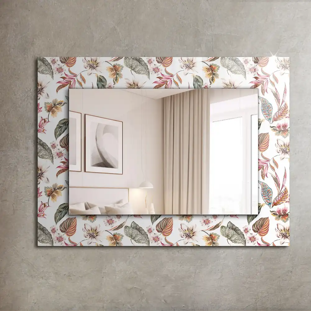 Dekorativ spegel med tryck Blommor och blad