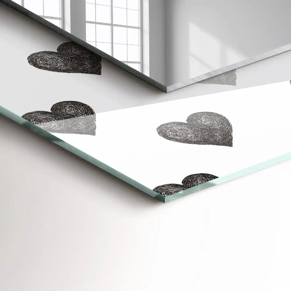 Rektangulär spegel med tryck Svarta hjärtan mönster