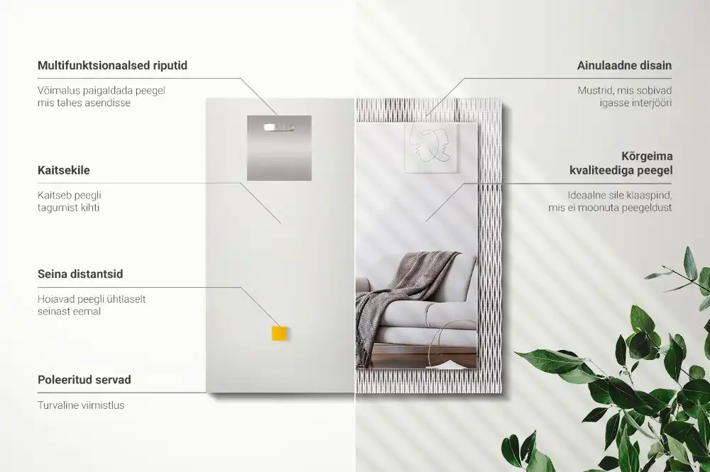 Rektangulär spegel med tryck Textiltyg mönster