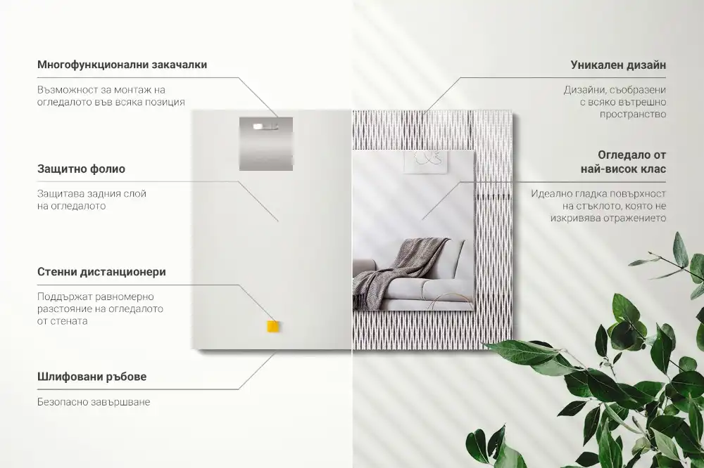 Rektangulär spegel med tryck Textiltyg mönster