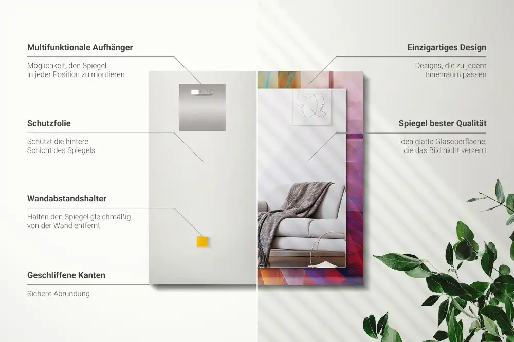 Rektangulär spegel med tryck Färgglad abstrakt spiral