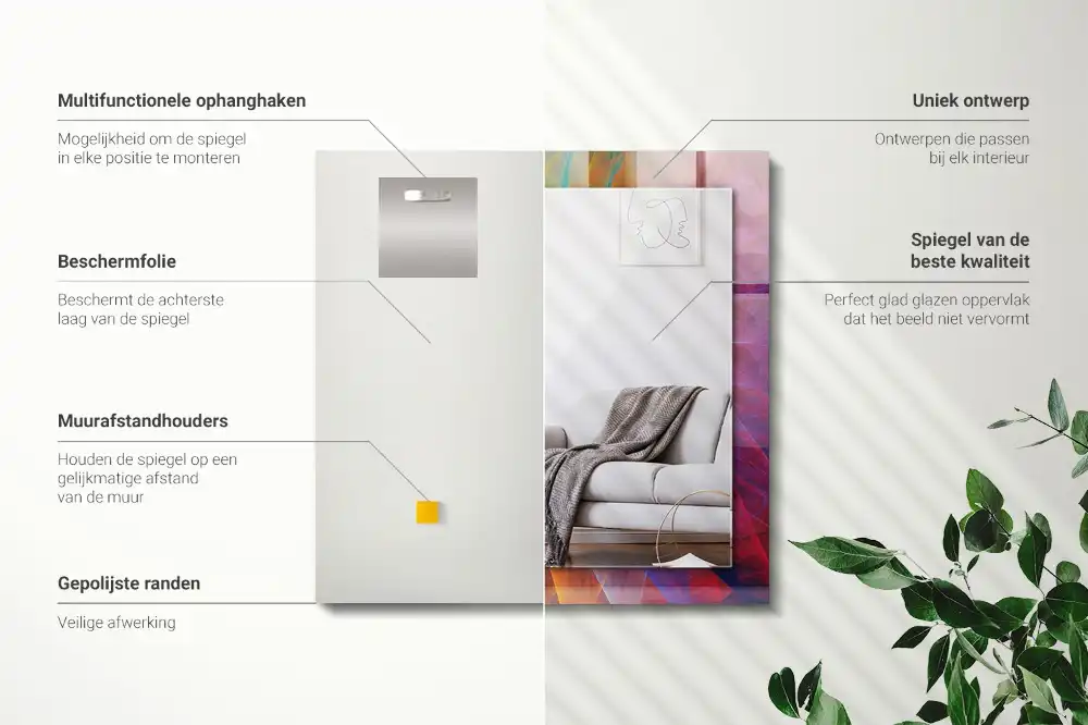 Rektangulär spegel med tryck Färgglad abstrakt spiral