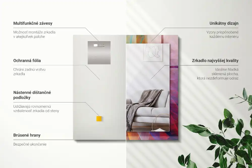 Rektangulär spegel med tryck Färgglad abstrakt spiral