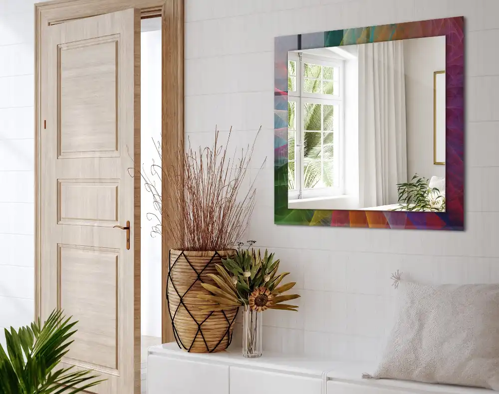 Rektangulär spegel med tryck Färgglad abstrakt spiral