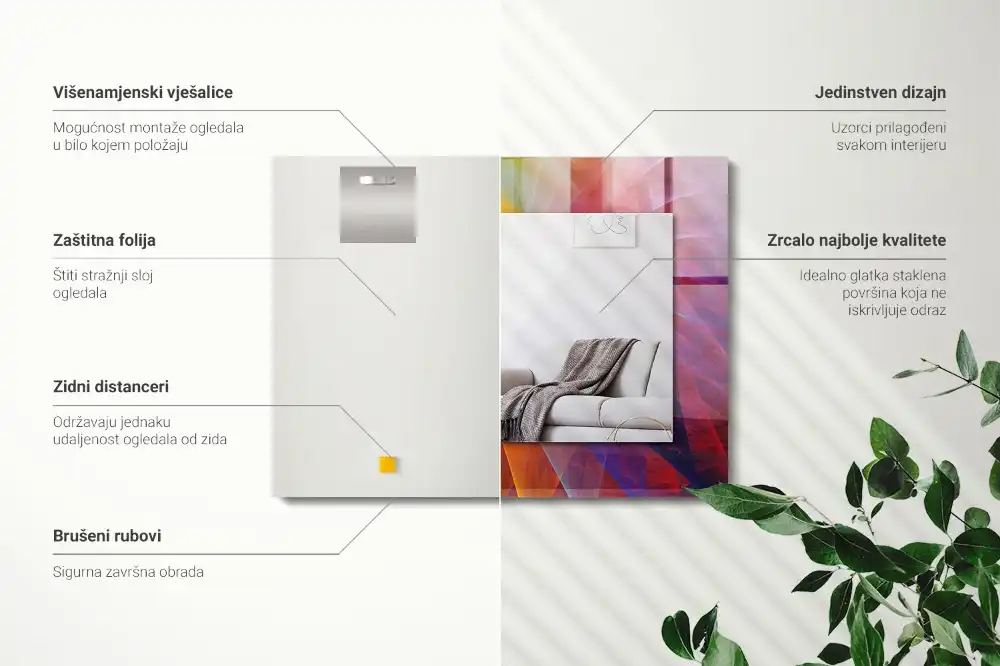 Rektangulär spegel med tryck Färgglad abstrakt spiral