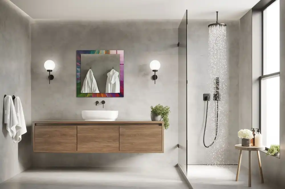 Rektangulär spegel med tryck Färgglad abstrakt spiral