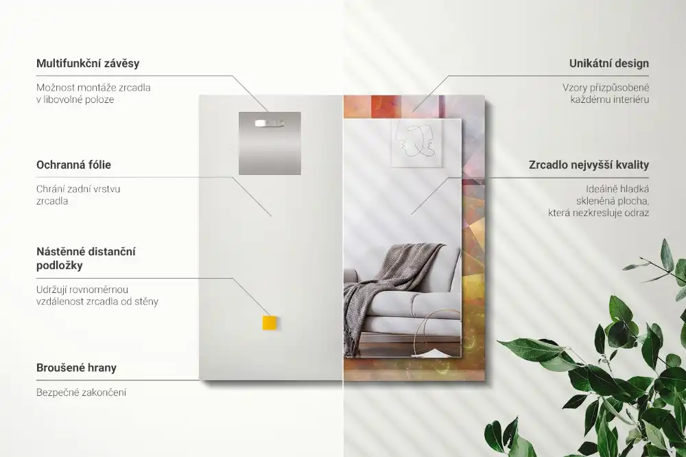 Dekorativ spegel med tryck Färgglad fraktalspiral