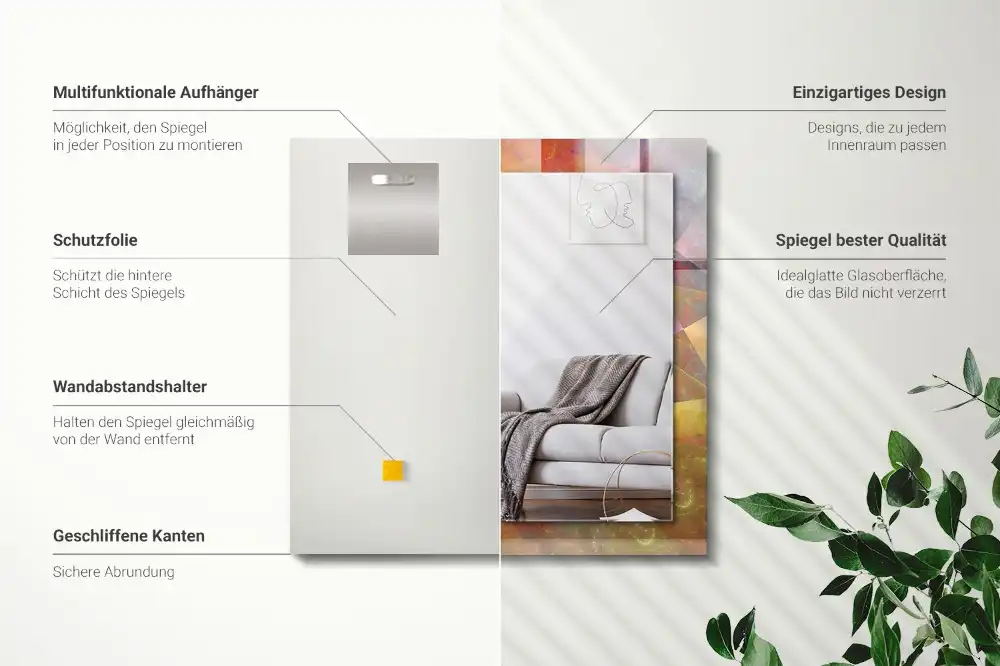 Dekorativ spegel med tryck Färgglad fraktalspiral