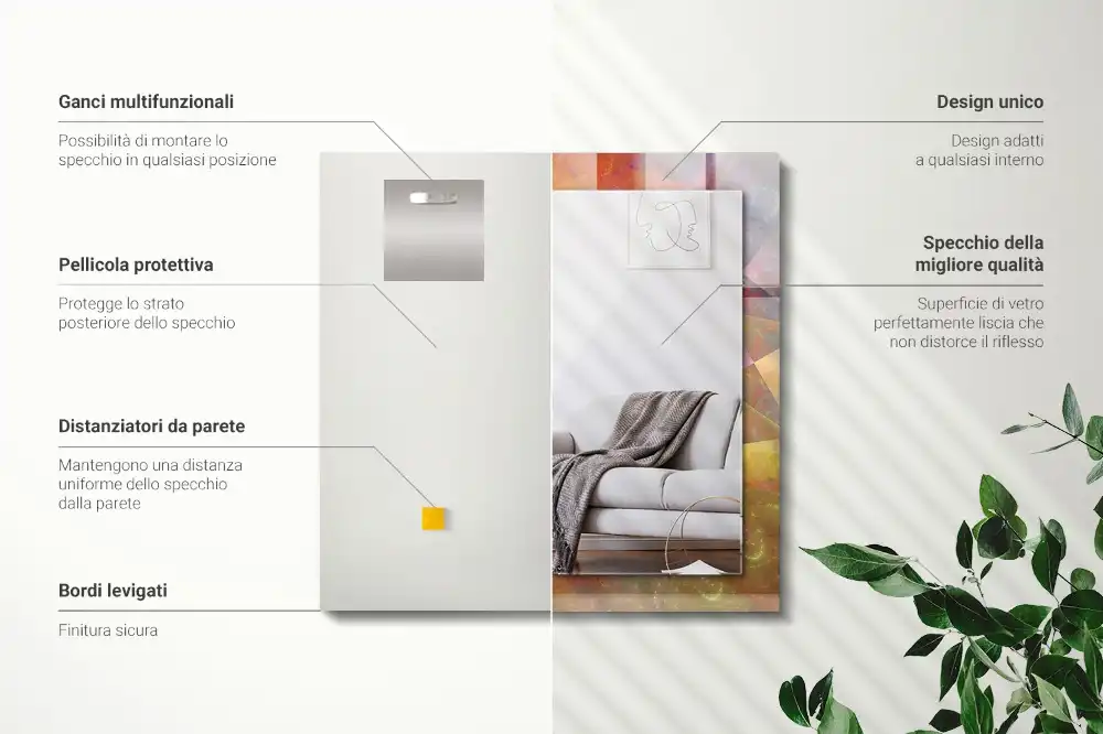 Dekorativ spegel med tryck Färgglad fraktalspiral