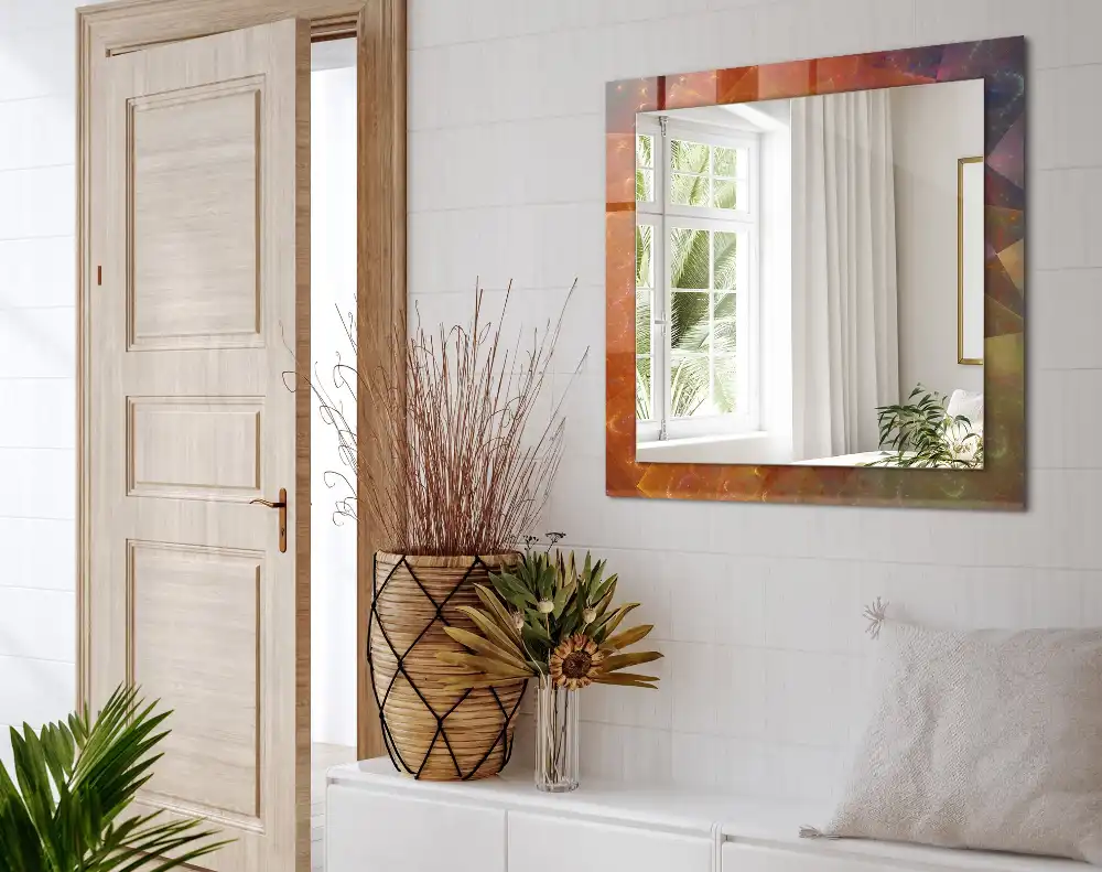 Dekorativ spegel med tryck Färgglad fraktalspiral