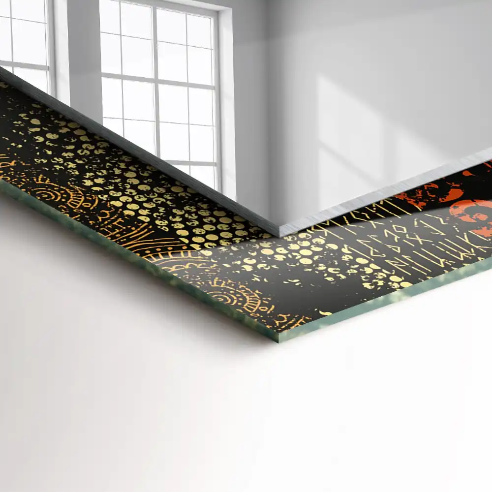 Rektangulär spegel med tryck Etniska prydnadsmönster