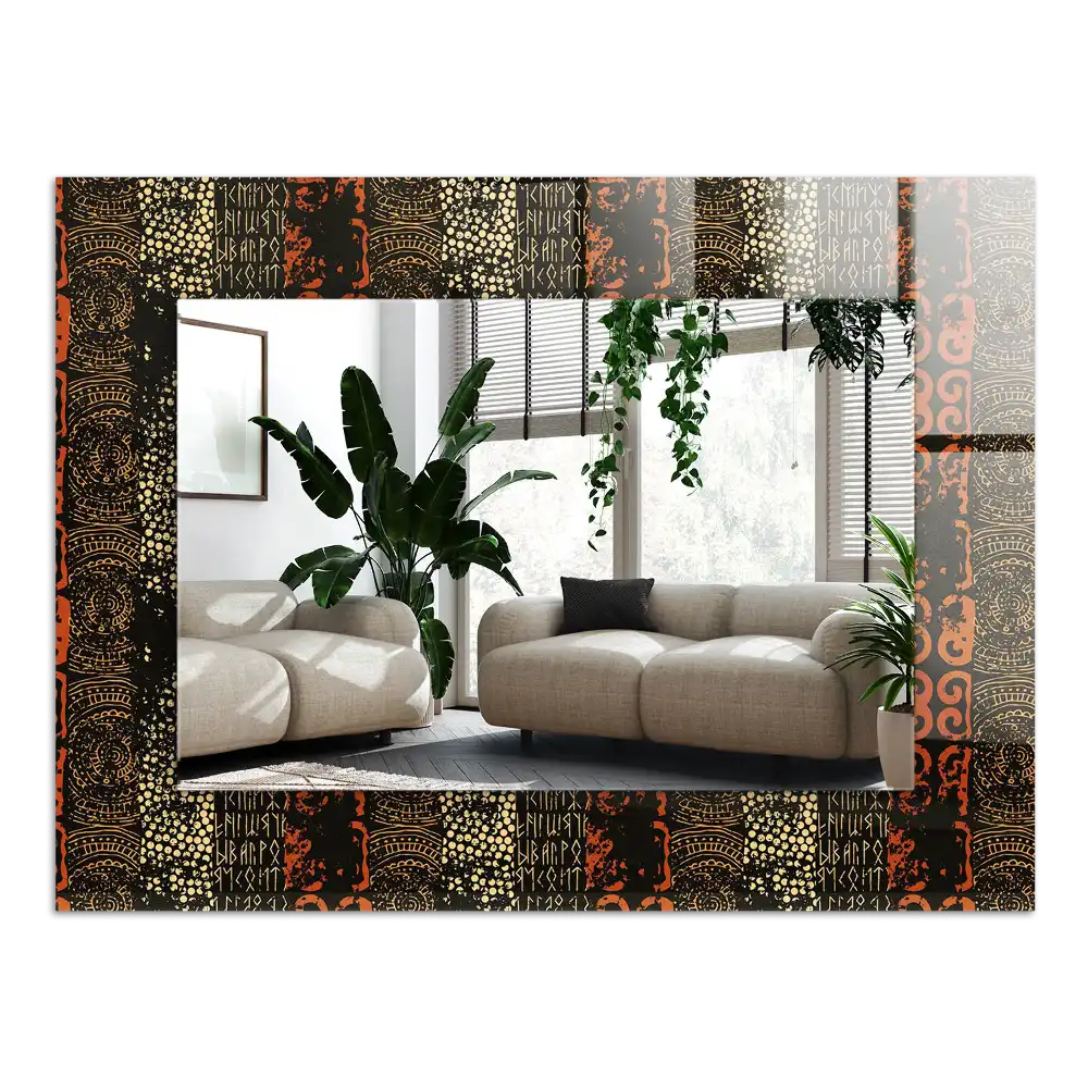 Rektangulär spegel med tryck Etniska prydnadsmönster