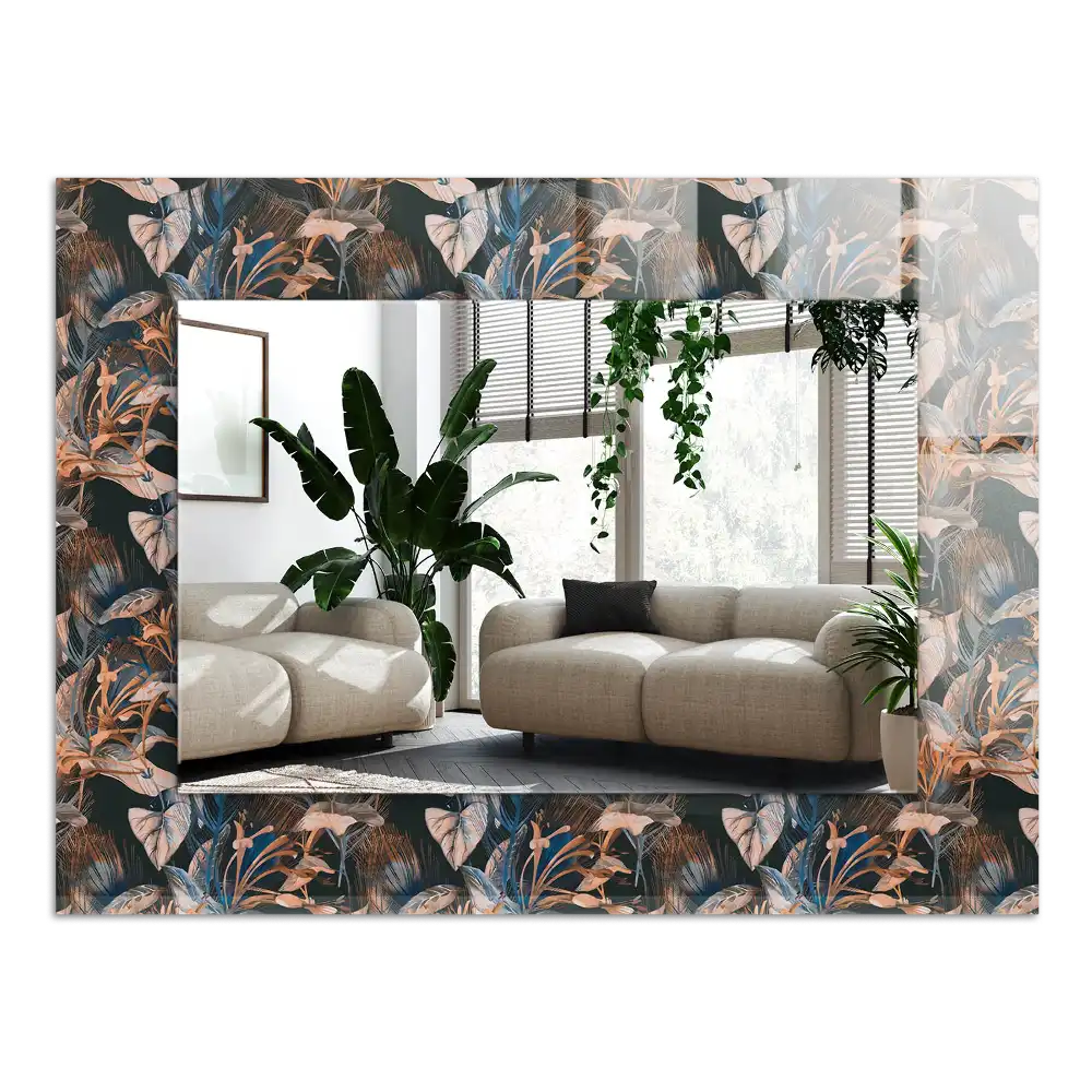 Dekorativ spegel med tryck Blommor och blad