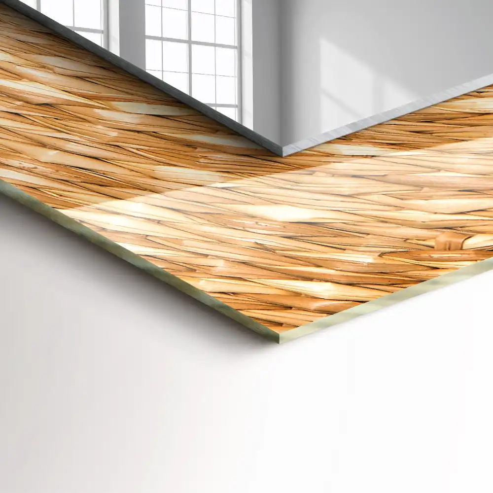 Rektangulär spegel med tryck Flätverk