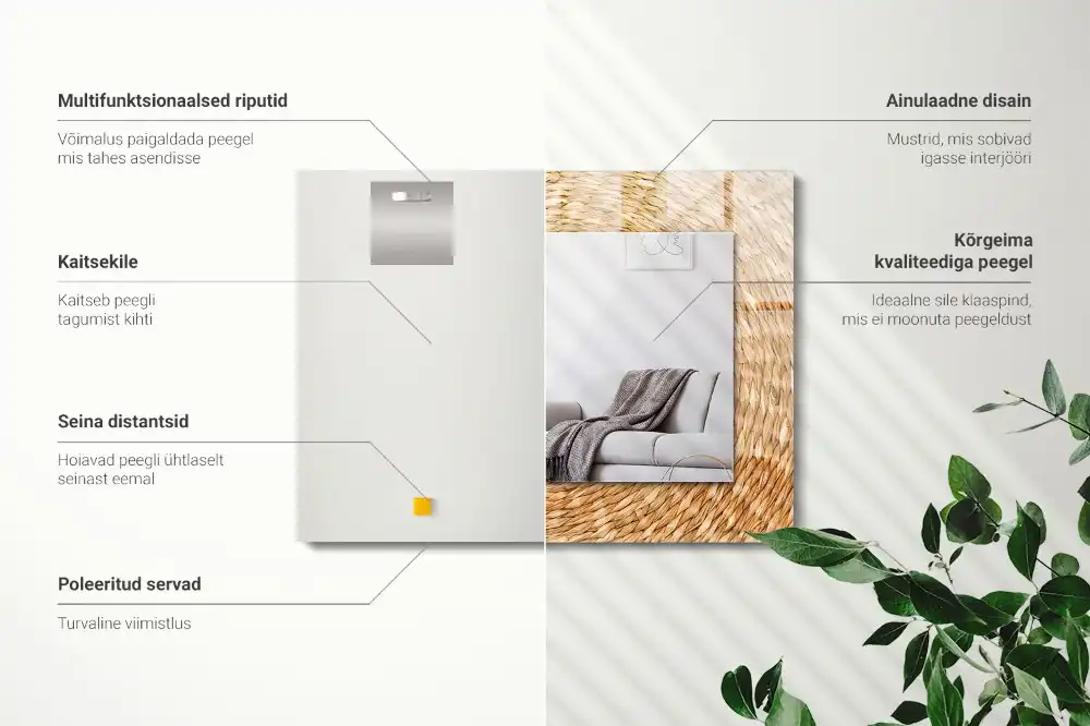 Rektangulär spegel med tryck Flätverk